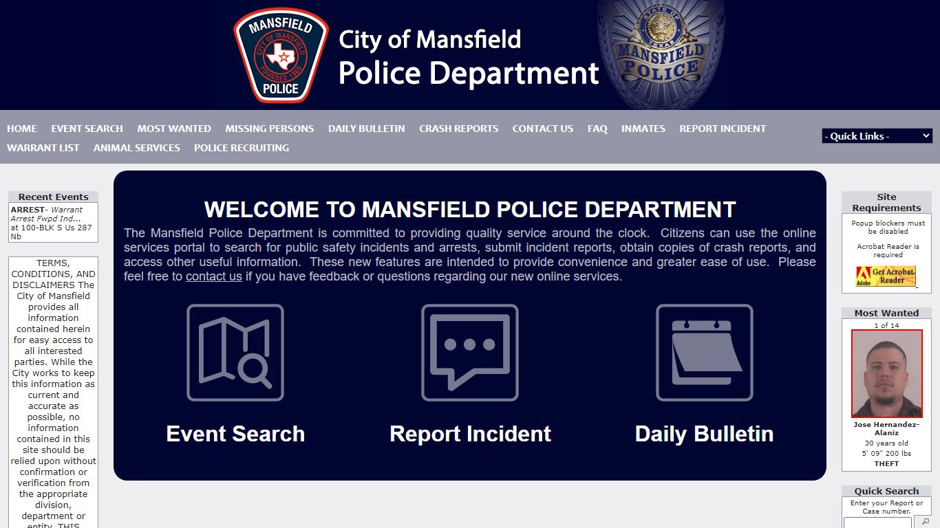 Mansfield Police Department P2C